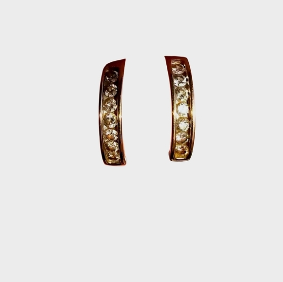 Peoples 10k Yellow Gold 14 Diamond Small Hoop Earrings 5.3g - Picture 3 of 8